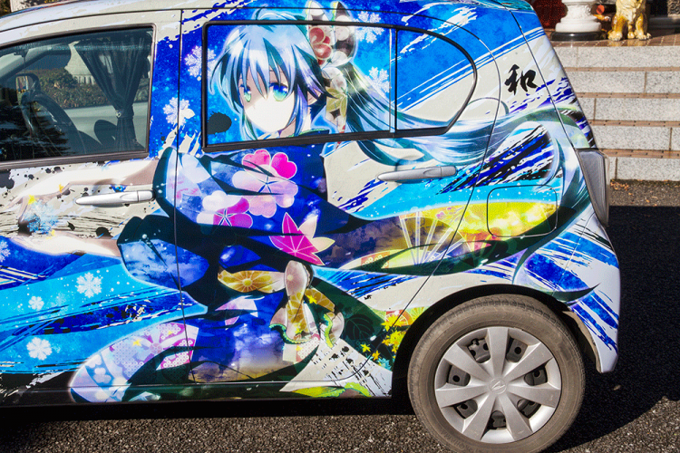 和風ミク仕様の痛車ハーフラッピング